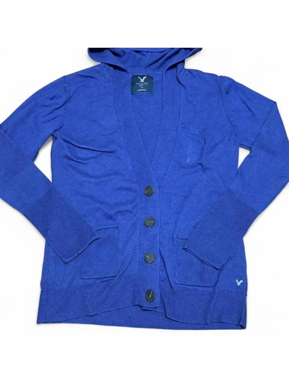 American Eagle Royal Purple Hooded Button Front Cardigan Sweater XL Y2K